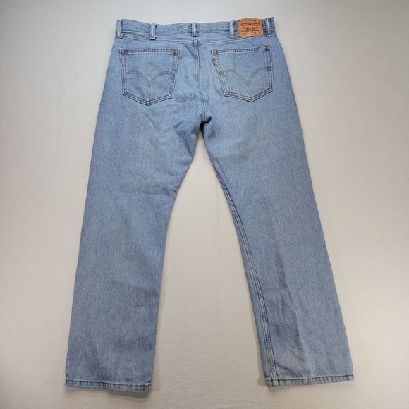 Levis 505 Jeans Mens 38x30 Blue Regular Straight Light Wash Mid Rise Y2K Denim - Picture 3 of 12